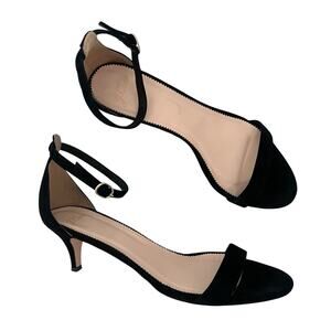 J crew Suede ankle strap sandals kitten heel sz 10 Minimalist quiet luxury chic